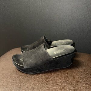 Y2K Style Black Suede Slide Sandals by Carlos Santana